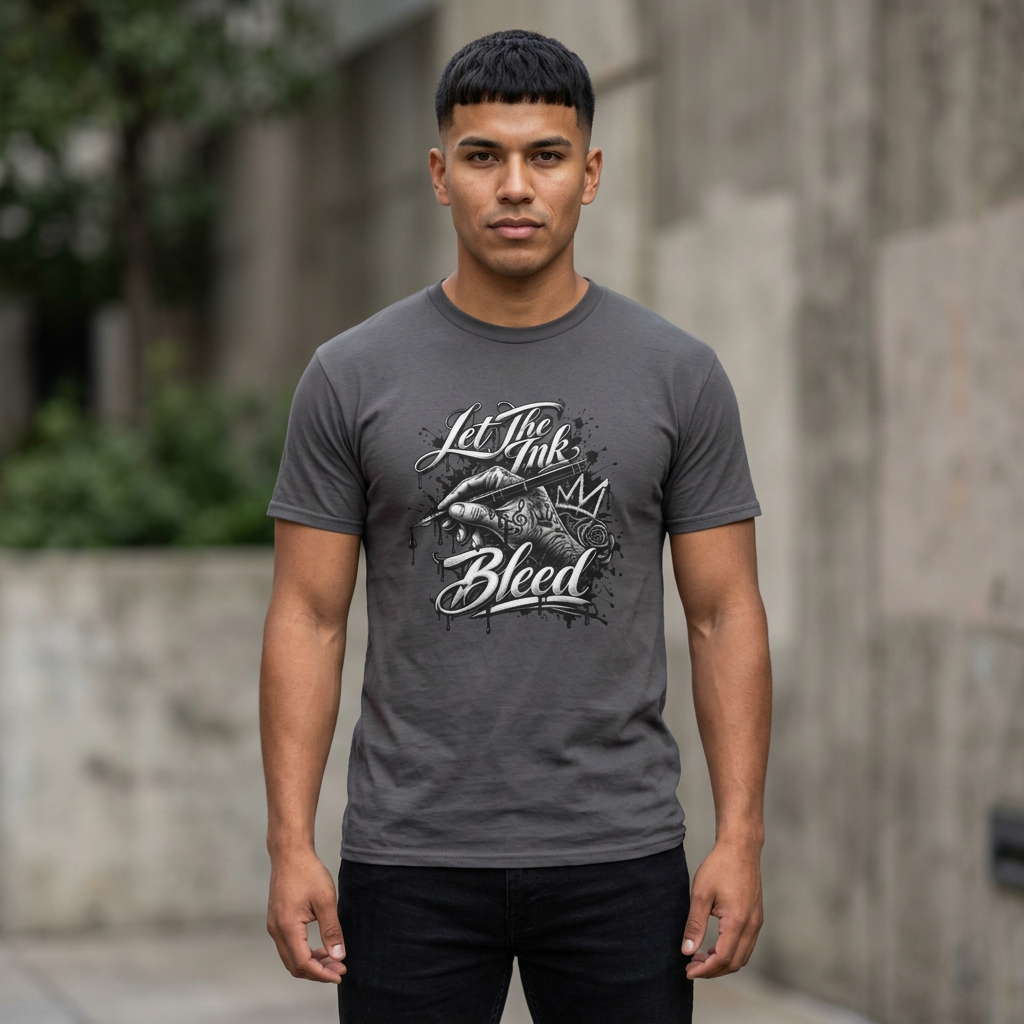 Let the Ink Bleed T-Shirt — Gothic Hourglass & Ink Graphic Tee
