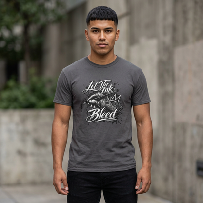 Let the Ink Bleed T-Shirt — Gothic Hourglass & Ink Graphic Tee