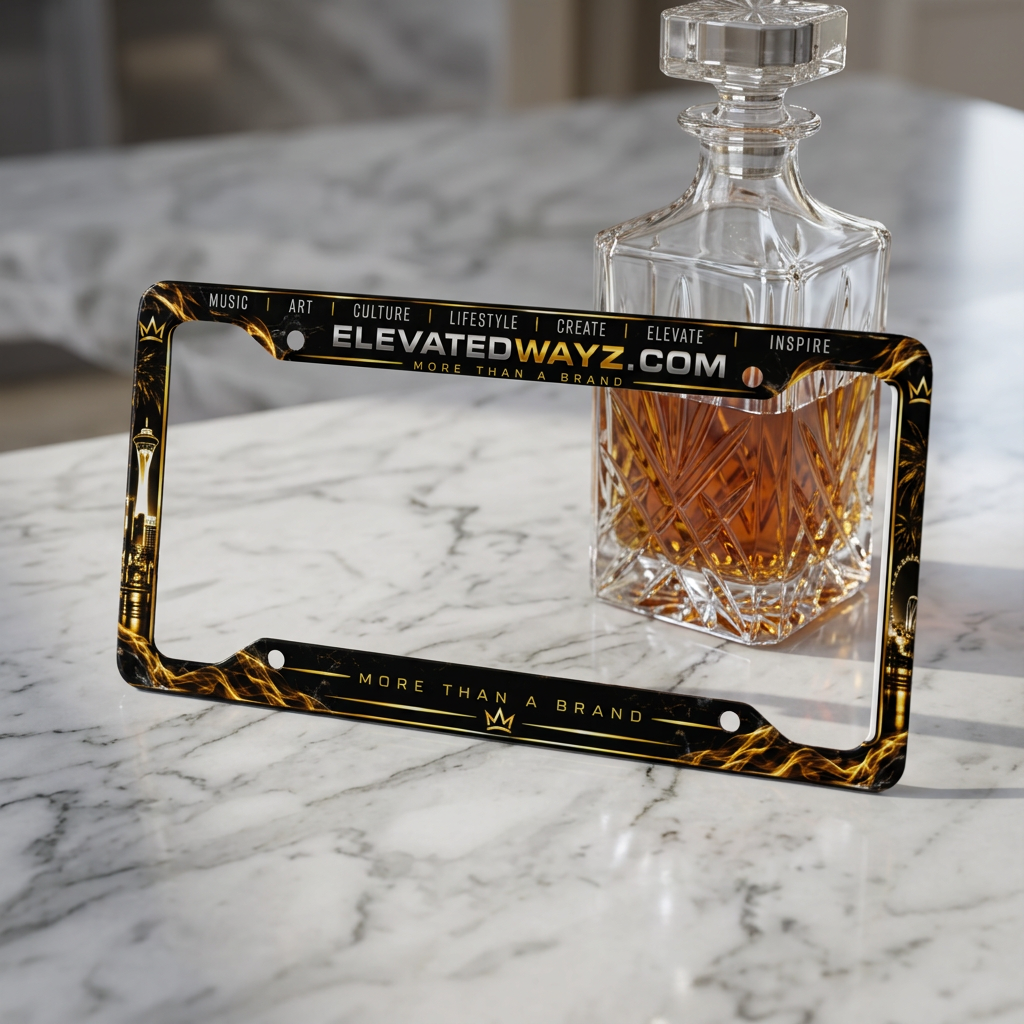 Elevated Wayz Black & Gold License Plate Frame | Premium Car Plate Frame