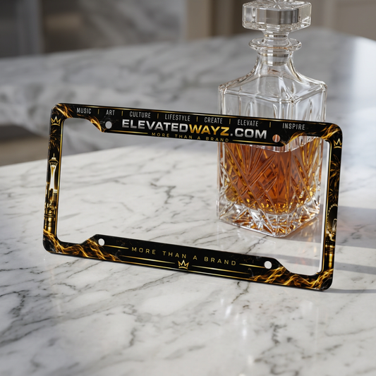 Elevated Wayz Black & Gold License Plate Frame | Premium Car Plate Frame